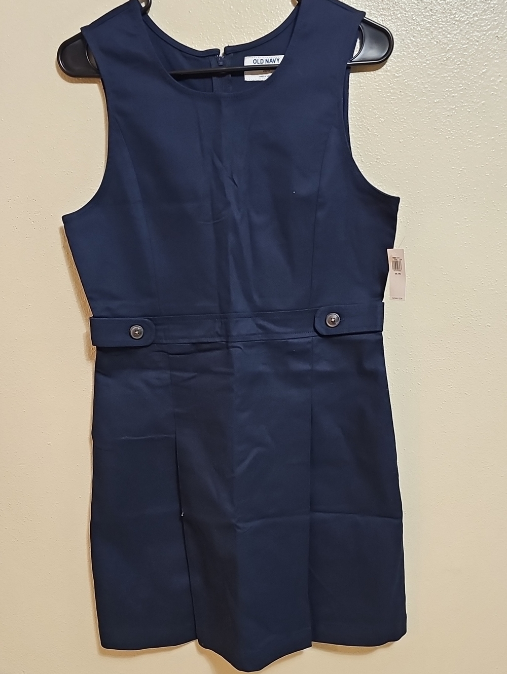 Old Navy Navy Sleeveless School Jumper with Button Waist Tabs